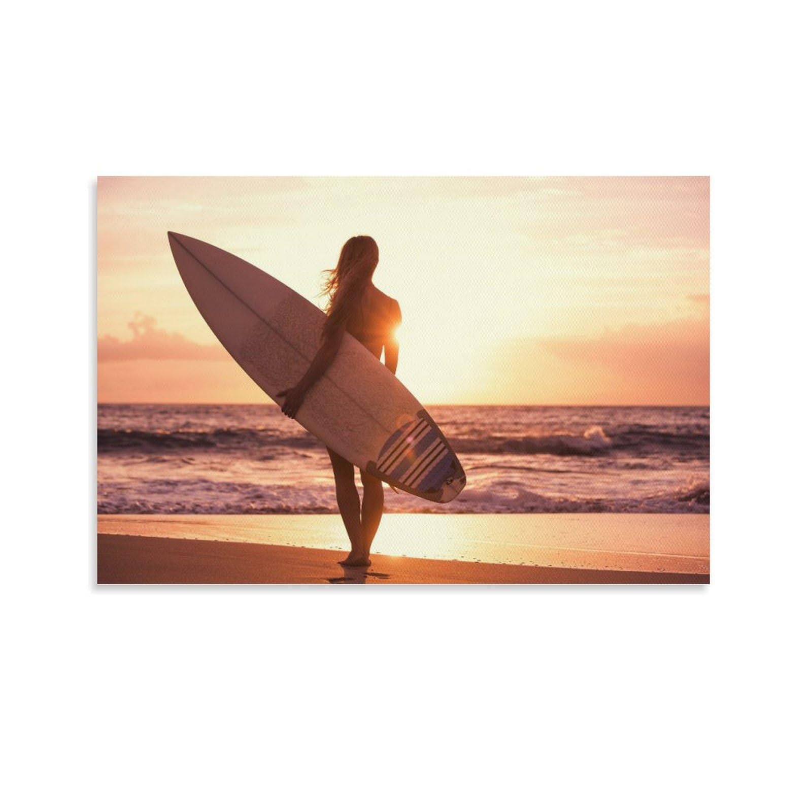 Amazon.co.jp: 夕陽のサーファーガール シルエット ビーチ壁紙アート